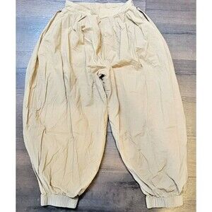 Black Crane Womens Pants XS Balloon Harem Wide Leg Tan 100% Cotton Lagenlook